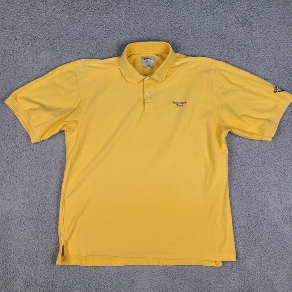 Callaway Polo Shirt Mens Large Yellow Golf Sport‎ Drysport Ribbed - Picture 1 of 12